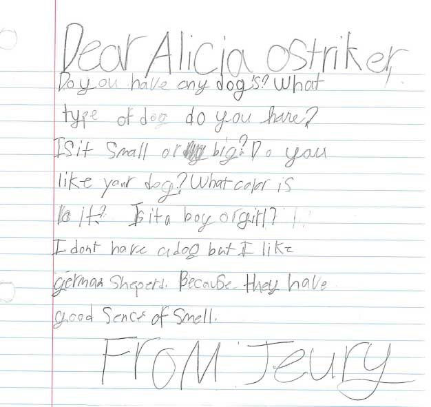 Dear Alicia Ostiker from Jeury