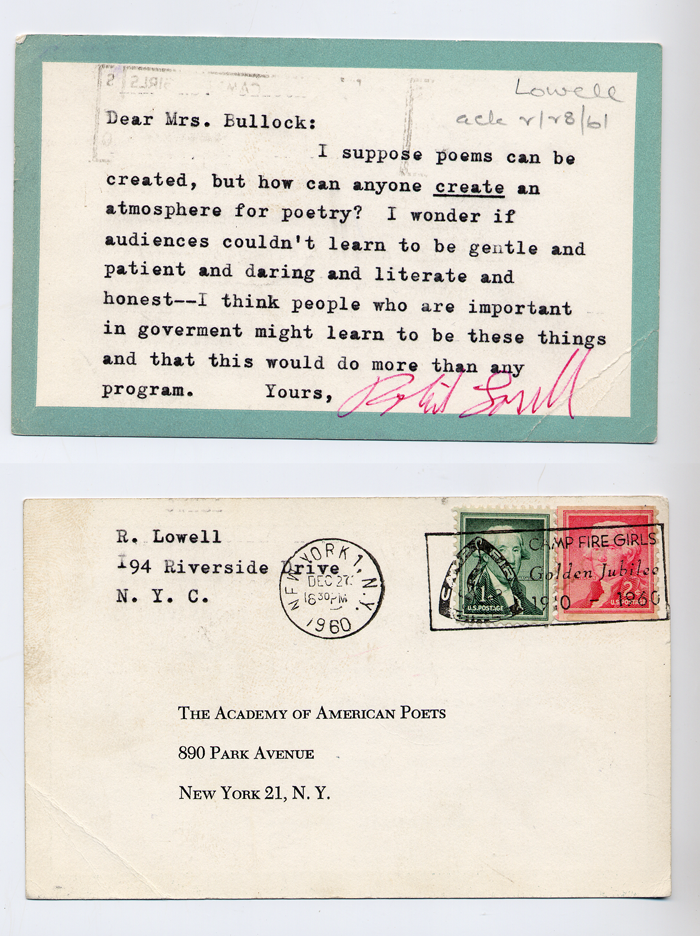 Robert Lowell&#039;s 1961 Postcard