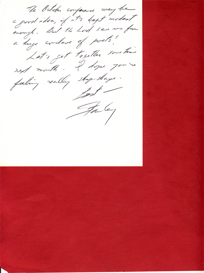 Stanley Kunitz&#039;s 1971 Letter