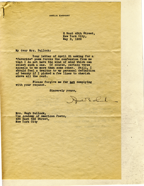 Amelia Earhart 1936 letter