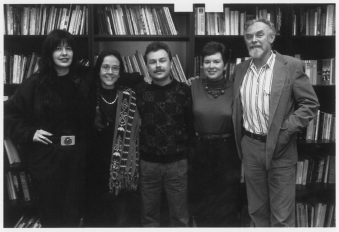 Joy Harjo, Naomi Shihab Nye, Alberto Ríos, Peggy Shumaker, and Richard Shelton at the Southwester Poetry Festival, 1991