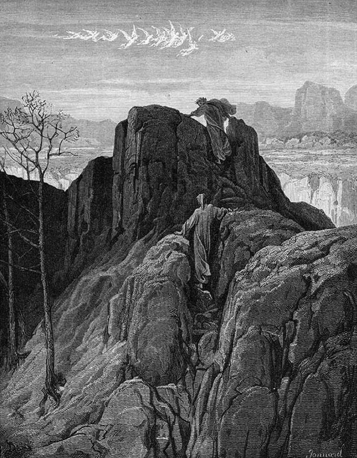 Purgatorio, Canto IV, engraved by Gustave Doré