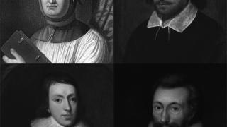 Left to right: Petrarch, Shakespeare, Milton, Donne